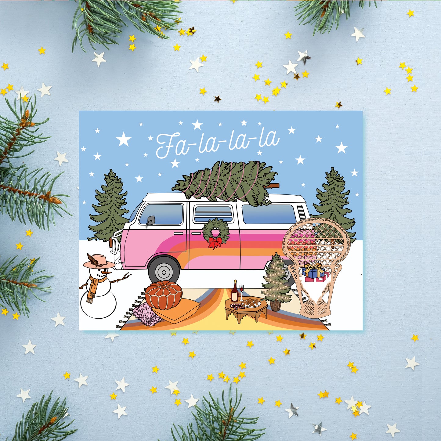 Fa-la-la-la Holiday Card | Modern Festive Cards | Boho Christmas Cards