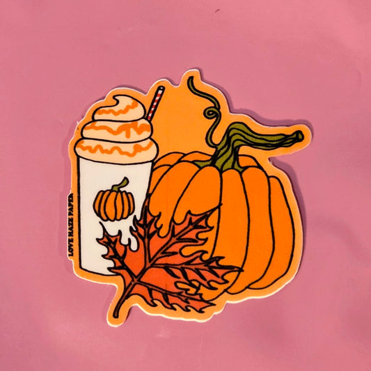 Pumpkin Spice Latte Fall Leaf Sticker