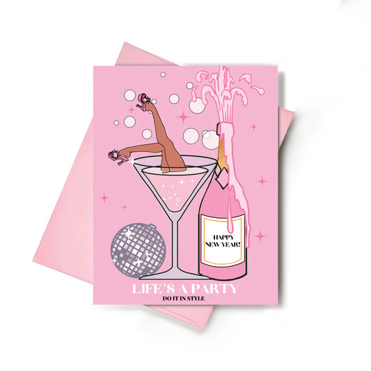 Life's a Party (Gold) New Year Card