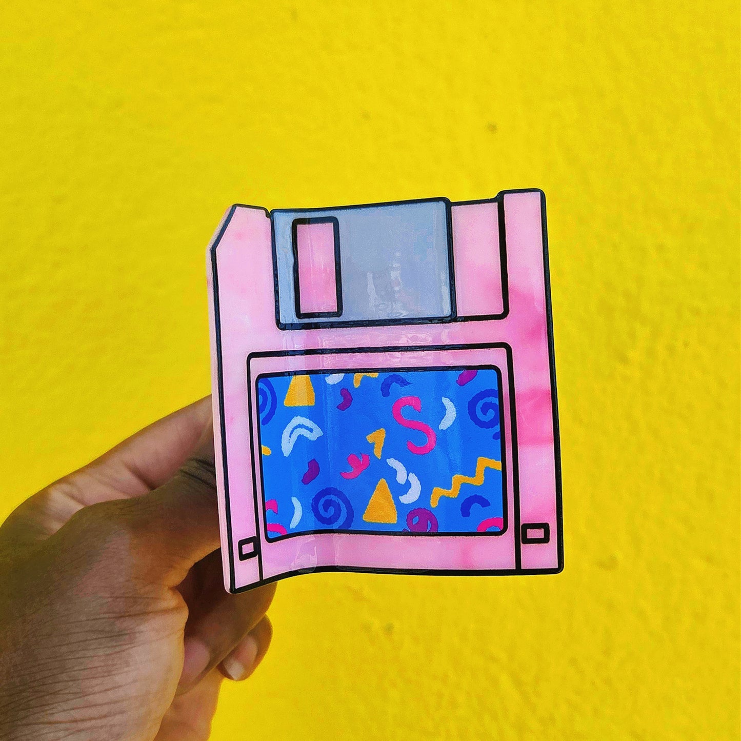Retro Pink Floppy Disk Hair Claw