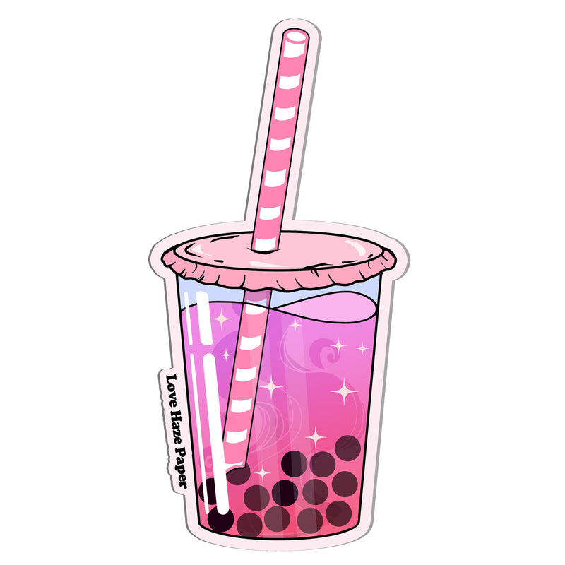 Pink Boba Drink Sticker