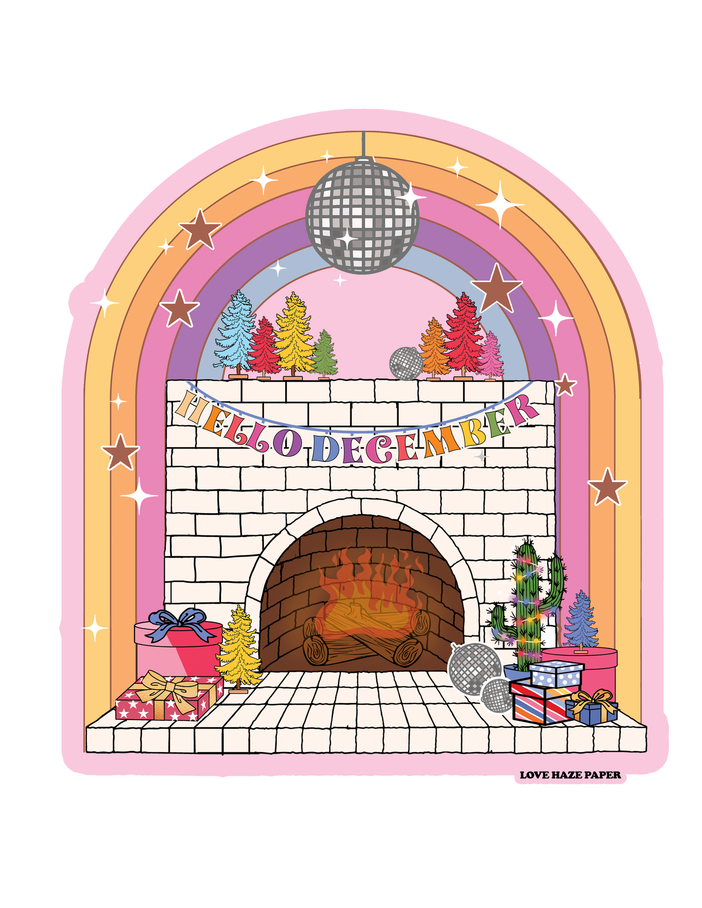 Christmas Fireplace Sticker