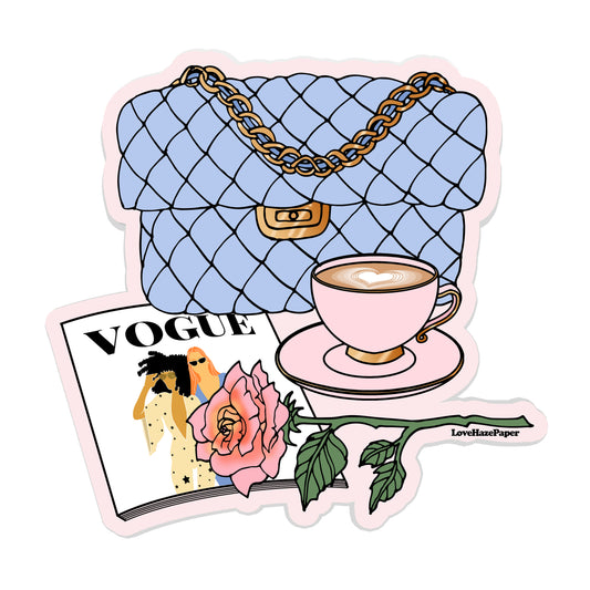 Fashionable Purse and Latte Sticker