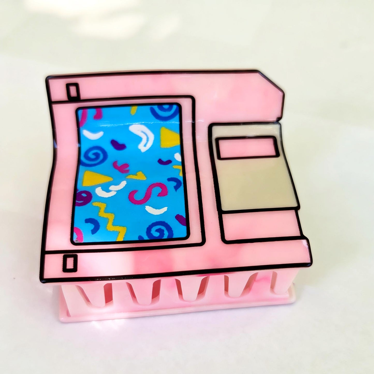 Retro Pink Floppy Disk Hair Claw