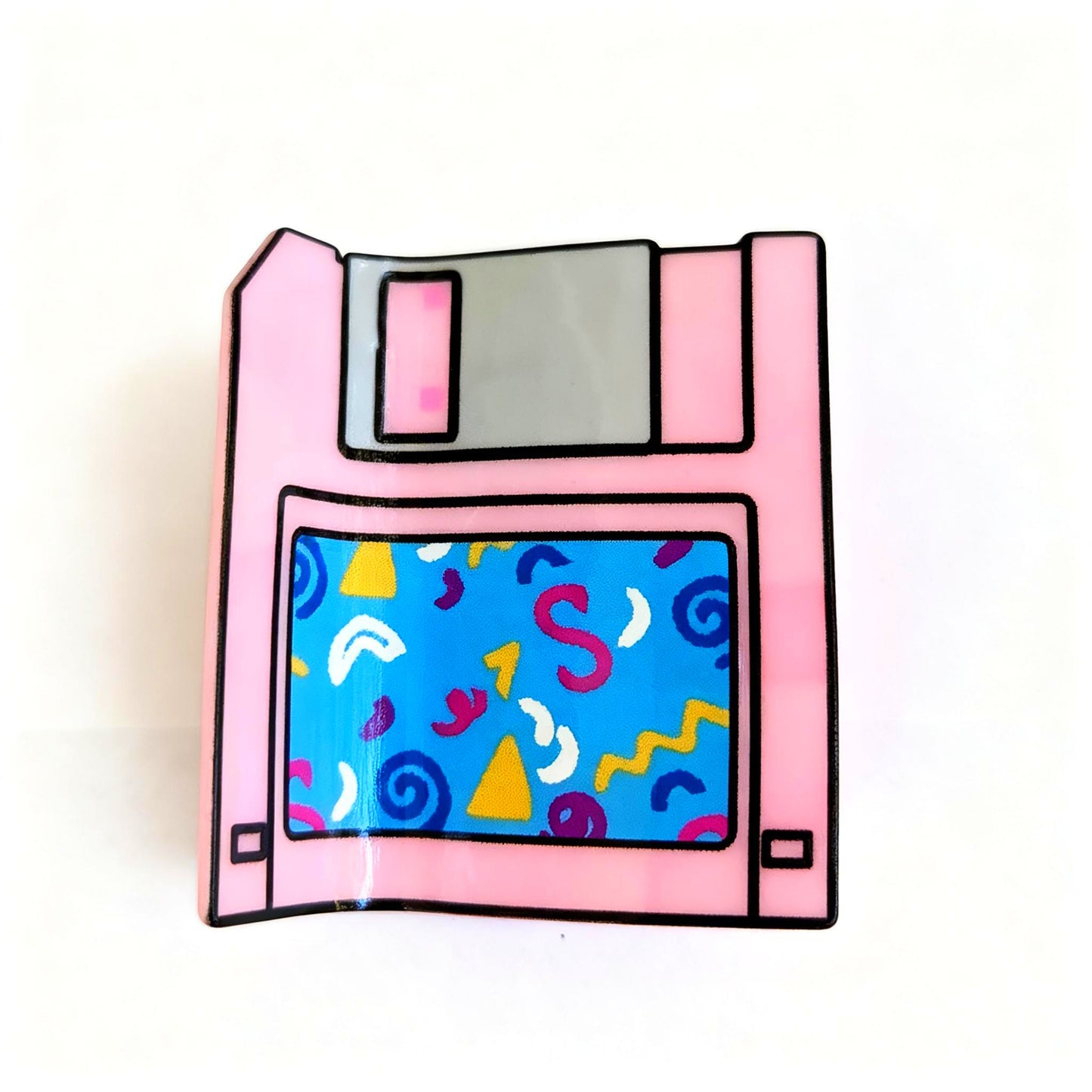 Retro Pink Floppy Disk Hair Claw