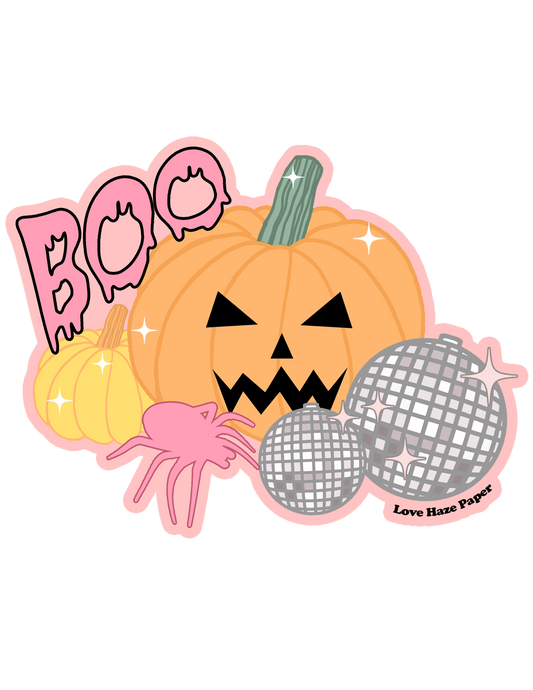 Boo Disco Pumpkin Halloween Sticker