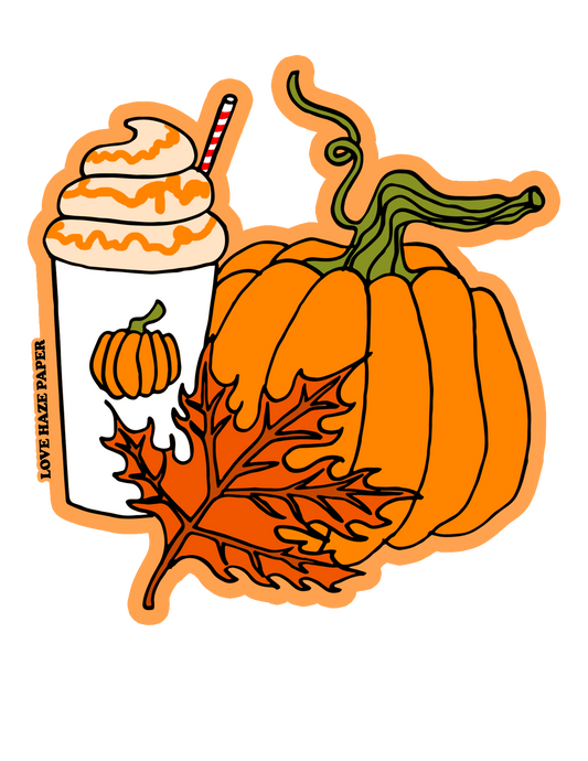 Pumpkin Spice Latte Fall Leaf Sticker