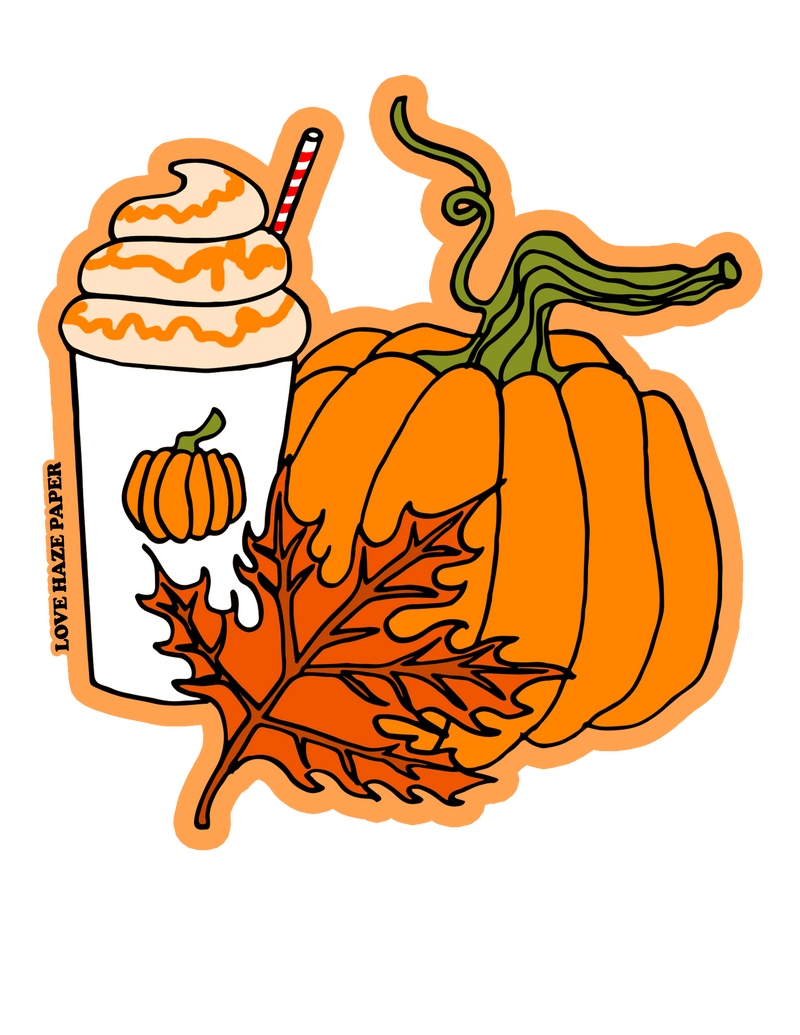 Pumpkin Spice Latte Fall Leaf Sticker