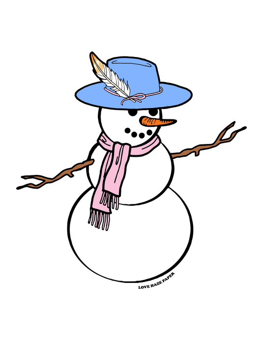 Stylish Snowman Christmas Sticker