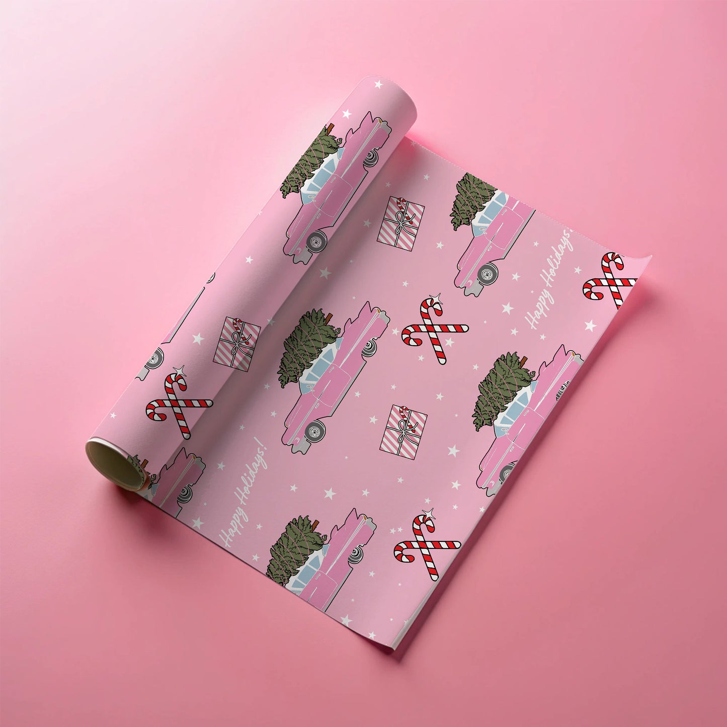 Retro Christmas Car Gift Wrap